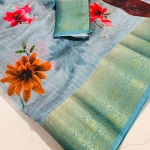 Floral Cotton Jacquard Border Saree